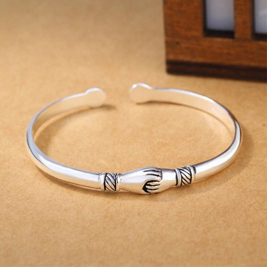 Encinitas Sterling Silver Handshake Bracelet - Day Trip So Cal