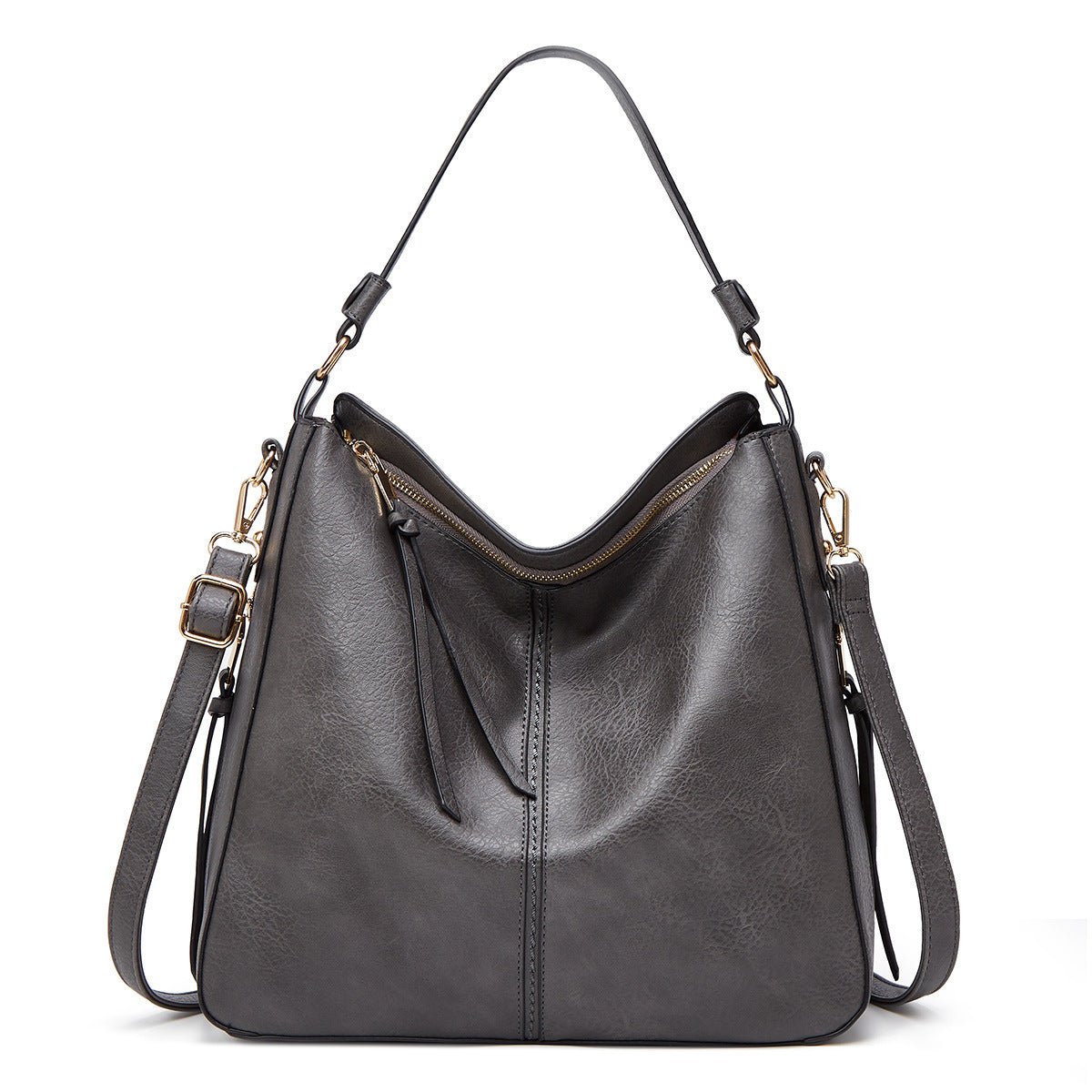 Hobos Zipper Bucket Bags With Adjustable Shoulder - strap Handbags Temperament High Capacity Messenger Shoulder Bag For Women - Day Trip So Cal