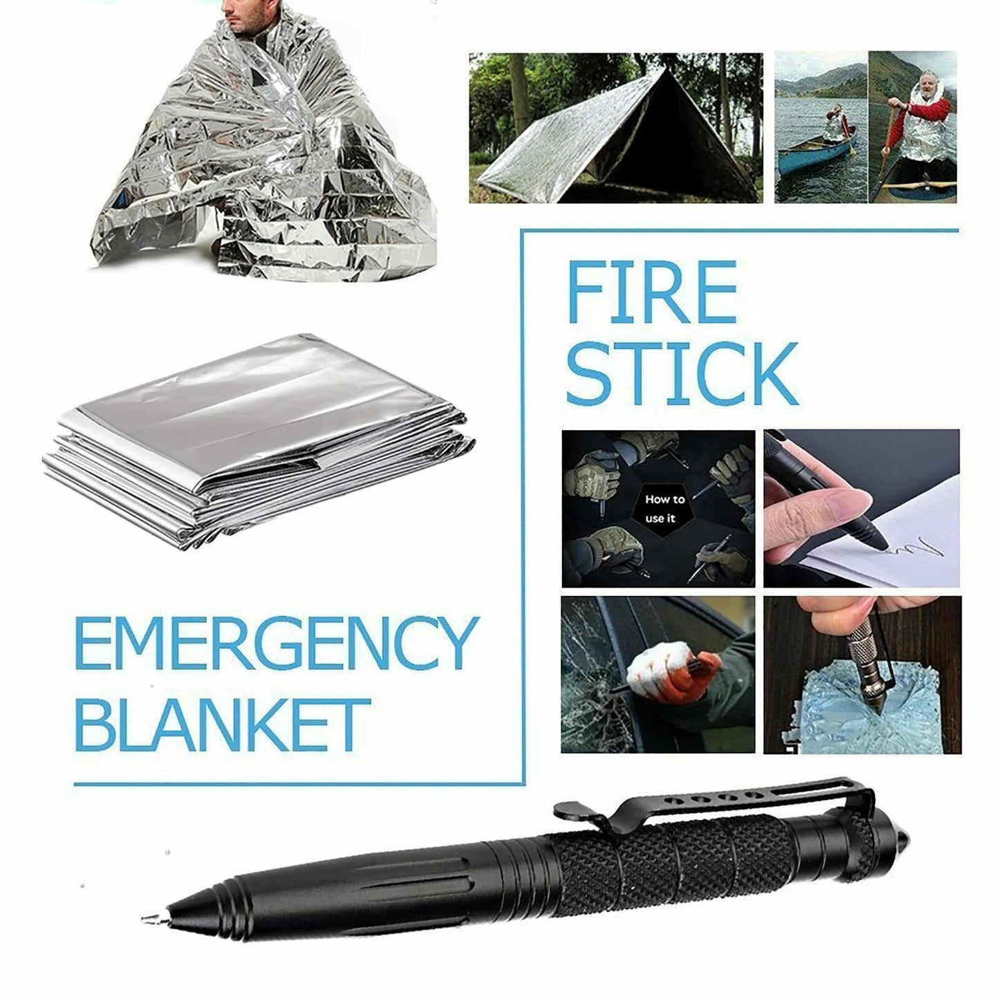 14 - In - 1 Outdoor Emergency Survival Kit Camping Hiking Tactical Gear Case Set Box - Day Trip So Cal