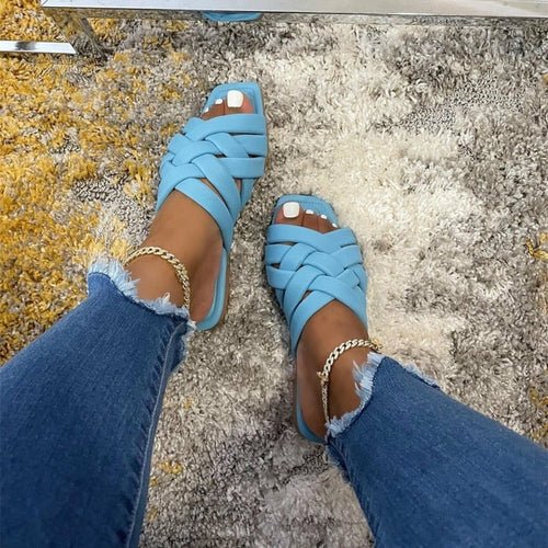 Summer Casual Outdoor Leather Flat Women Slippers Blue/Pink/Beige - Day Trip So Cal