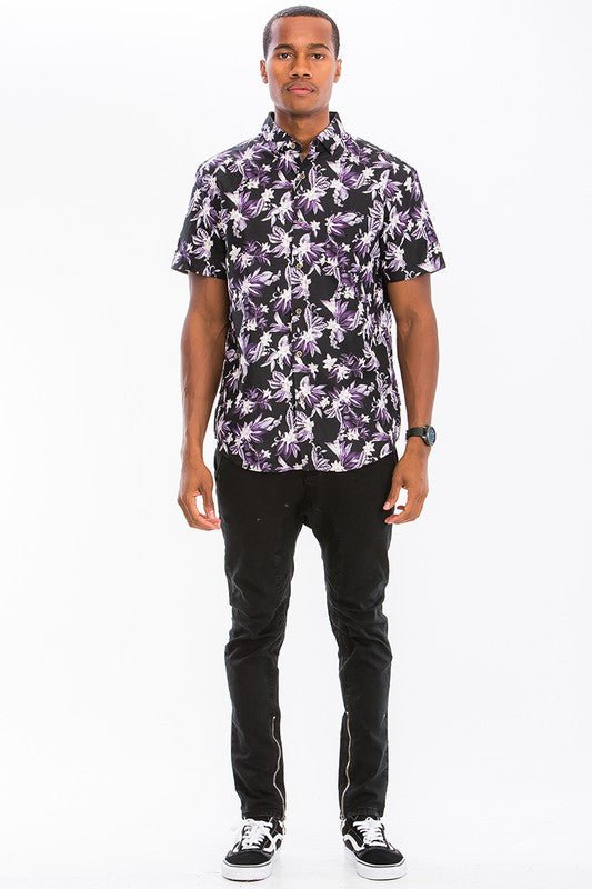 Weiv Mens Print Hawaiian Button Down Shirt WS7015 - Day Trip So Cal