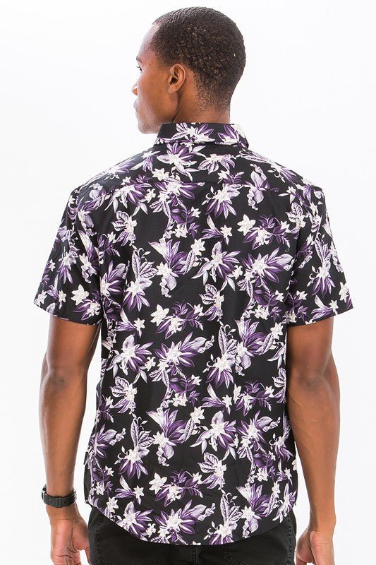 Weiv Mens Print Hawaiian Button Down Shirt WS7015 - Day Trip So Cal
