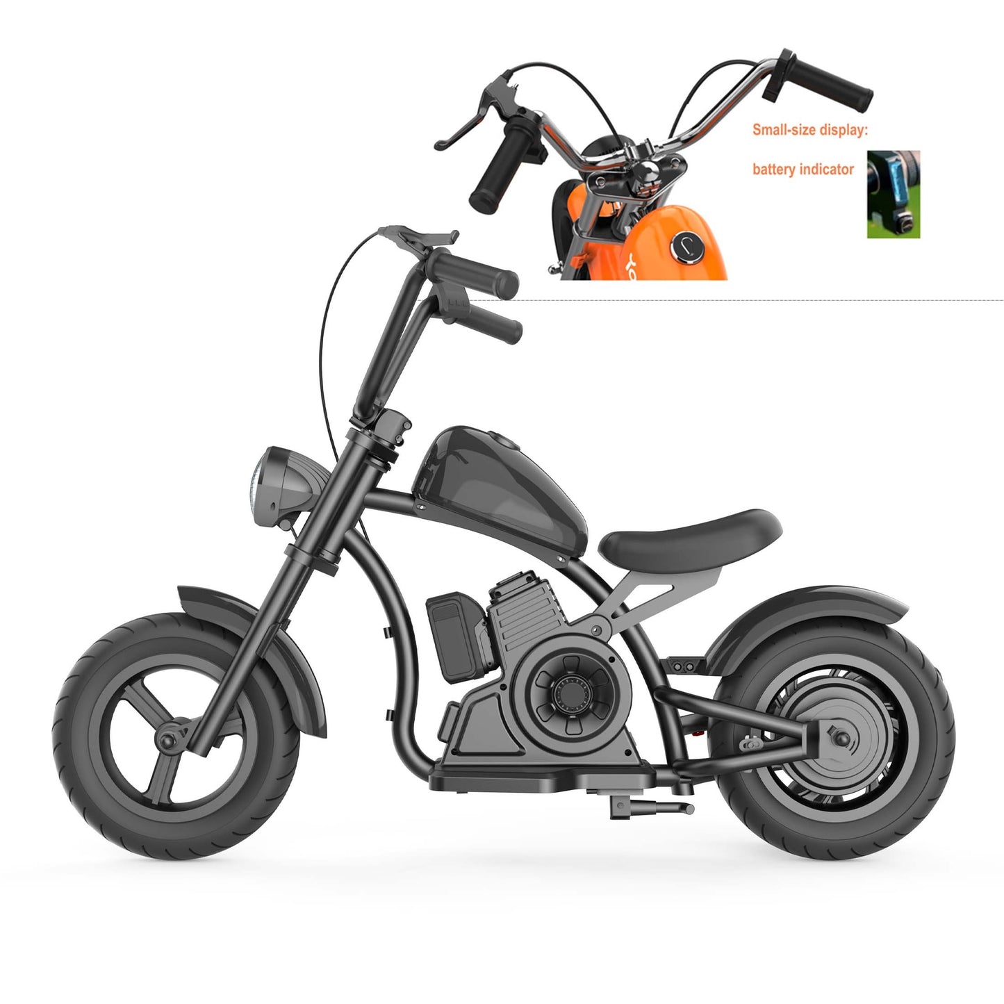 Youmota Electric Bike, 10mph & 150lb Max, 24V Ride On Toy For Kids With LED Lights, Motorcycle Sound, Drum Brake, Handbrake, Twist - Grip Throttle, 12inch Air - filled Tires - Black - Day Trip So Cal