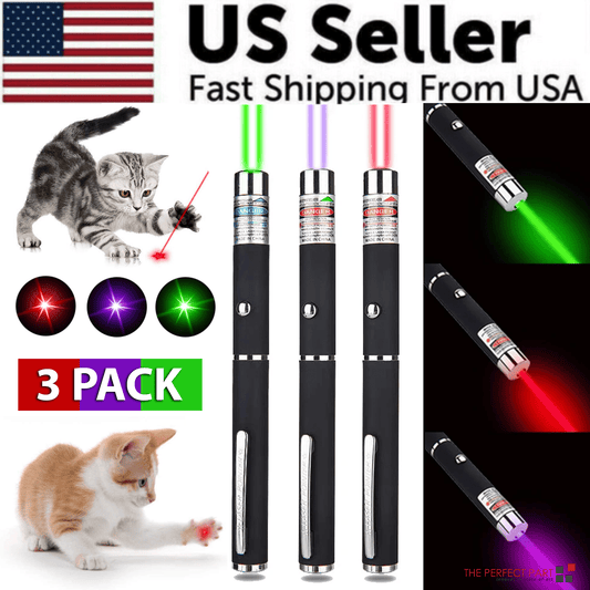 3 Packs 900Mile Laser Pointer Pen Green Blue Red Light Visible Beam - Day Trip So Cal