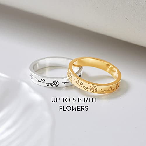 Birth Month Flowers Ring, Family Floral Ring, Gift for Mom,Mother Ring - Day Trip So Cal