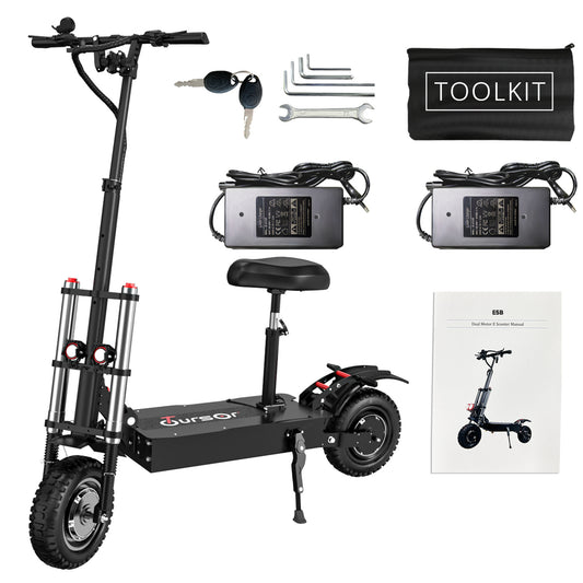 Electric Scooter With Seat, 6000W Power Dual Motor Top Speed 50MPH 60V 35Ah Battery 50 Miles Range, 11 Inch Off - Road Tires For Street Commuting And Limit Offroad - Day Trip So Cal