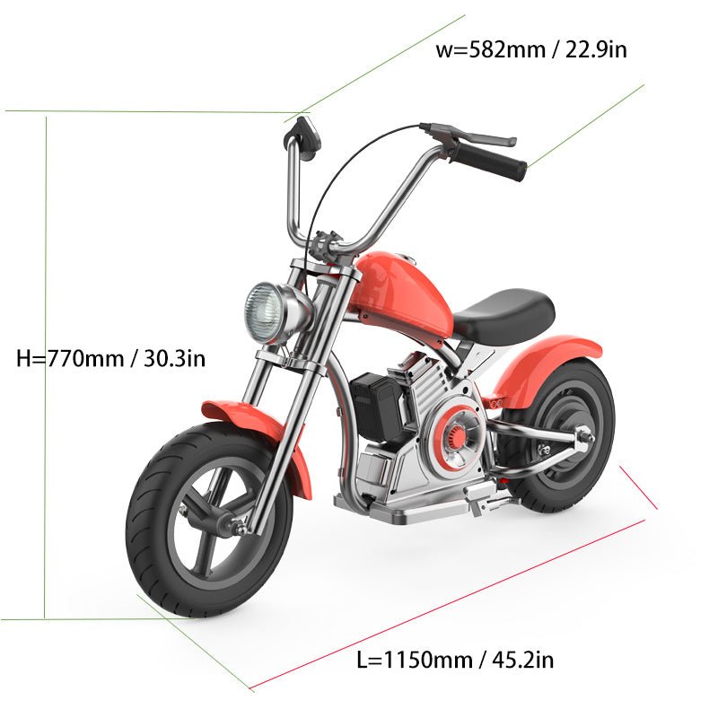 Youmota Electric Bike, 10mph & 150lb Max, 24V Ride On Toy For Kids With LED Lights, Motorcycle Sound, Drum Brake, Handbrake, Twist - Grip Throttle, 12inch Air - filled Tires - Black - Day Trip So Cal