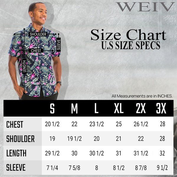 Weiv Mens Print Hawaiian Button Down Shirt WS7015 - Day Trip So Cal