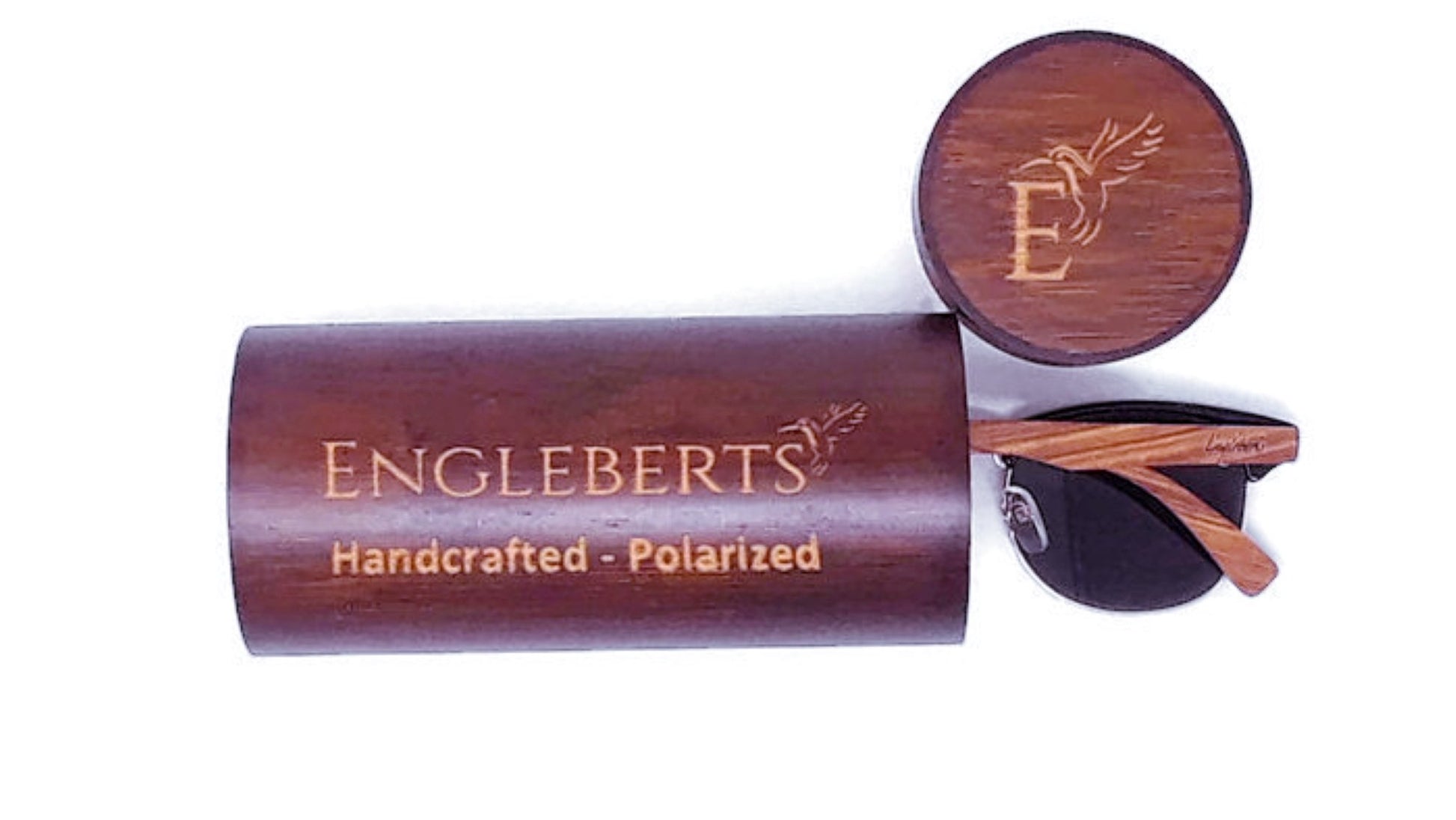 Real Walnut Wood Club Style Sunglasses With Bamboo Case, Polarized - Day Trip So Cal