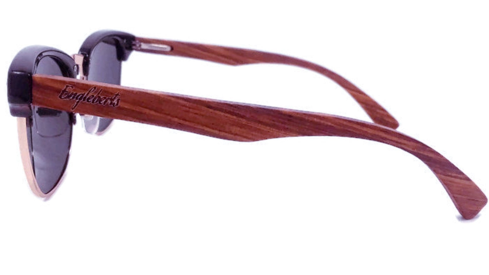 Real Walnut Wood Club Style Sunglasses With Bamboo Case, Polarized - Day Trip So Cal