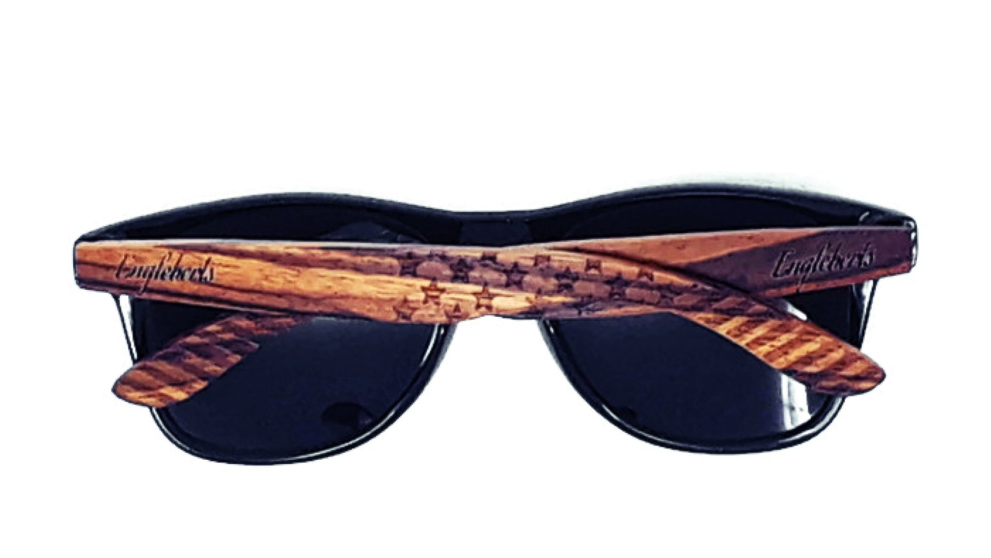 Zebrawood Sunglasses, Stars and Bars With Wooden Case, Polarized, - Day Trip So Cal