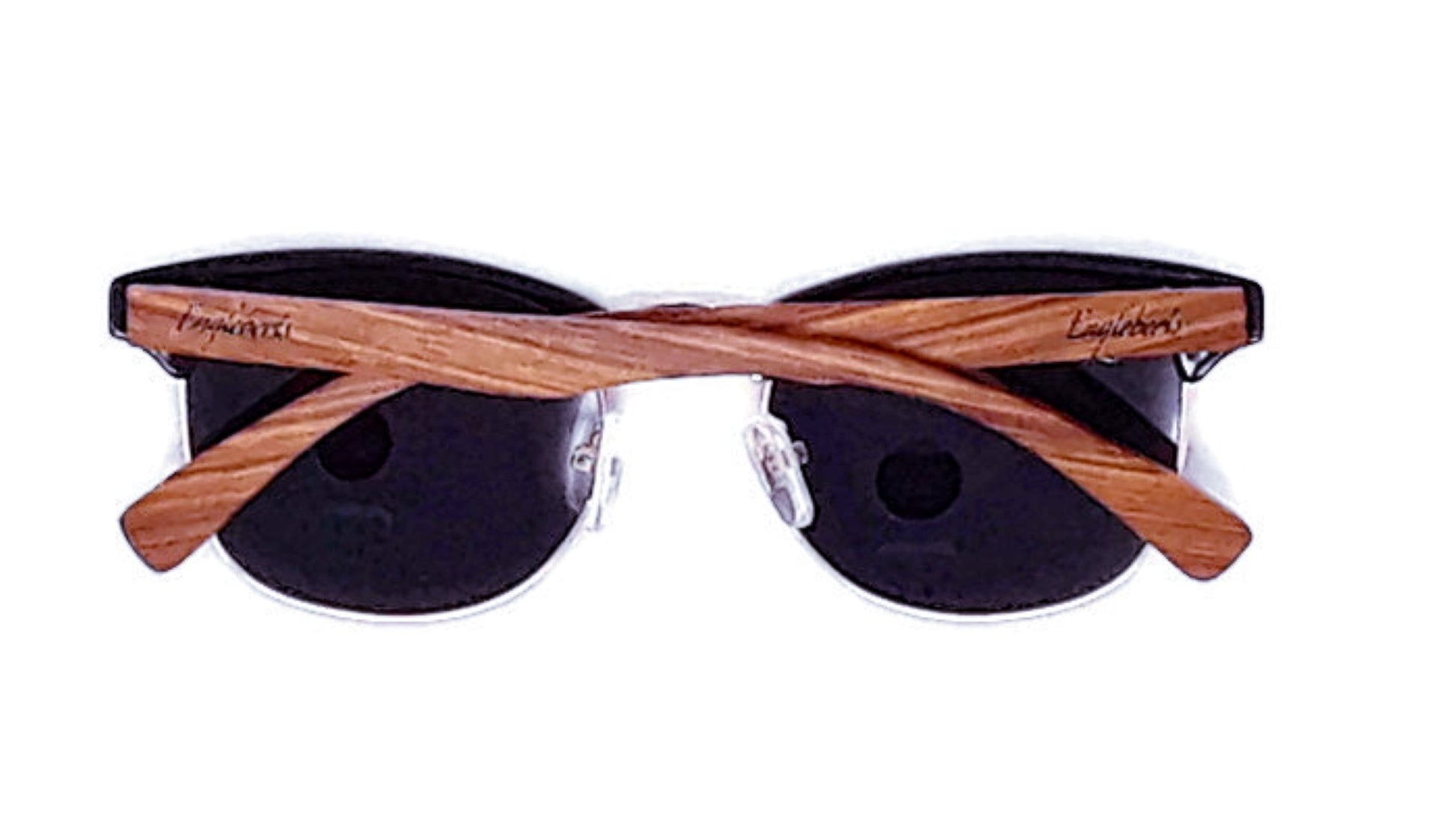Real Walnut Wood Club Style Sunglasses With Bamboo Case, Polarized - Day Trip So Cal