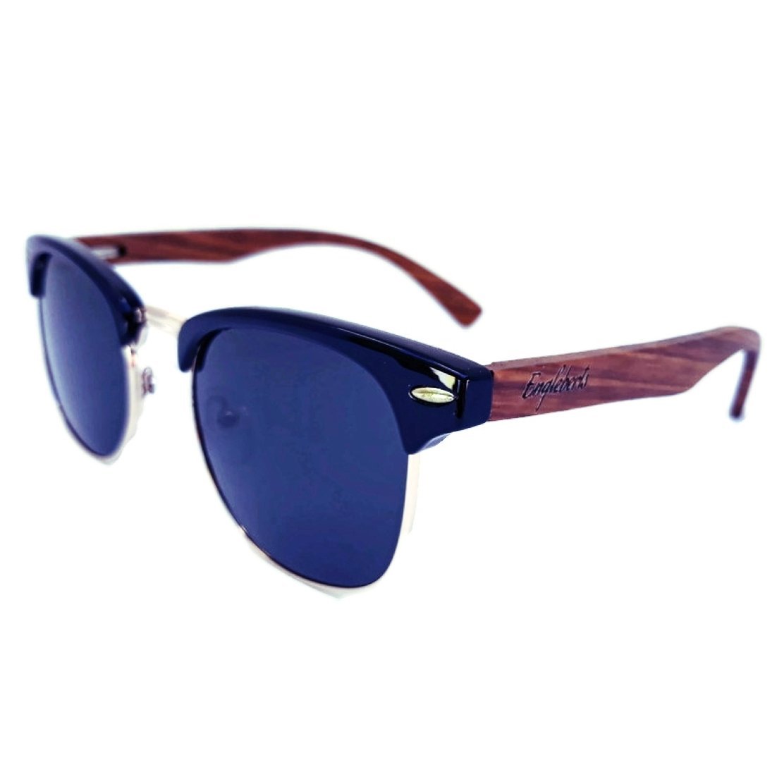 Real Walnut Wood Club Style Sunglasses With Bamboo Case, Polarized - Day Trip So Cal