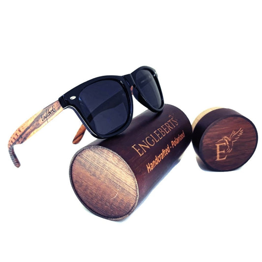 Zebrawood Sunglasses, Stars and Bars With Wooden Case, Polarized, - Day Trip So Cal
