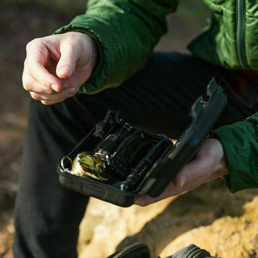 14 - In - 1 Outdoor Emergency Survival Kit Camping Hiking Tactical Gear Case Set Box - Day Trip So Cal