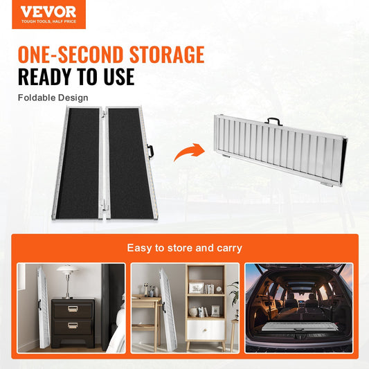 Portable Wheelchair Ramp, 4 Ft 800 Lbs Capacity, Non - Slip Aluminum Folding Threshold Ramp, Foldable Mobility Scooter Ramp Wheel Chair Ramp, Handicap Ramp For Home Steps, Stairs, Doorways, Curbs - Day Trip So Cal