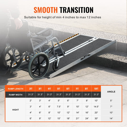 Portable Wheelchair Ramp, 4 Ft 800 Lbs Capacity, Non - Slip Aluminum Folding Threshold Ramp, Foldable Mobility Scooter Ramp Wheel Chair Ramp, Handicap Ramp For Home Steps, Stairs, Doorways, Curbs - Day Trip So Cal