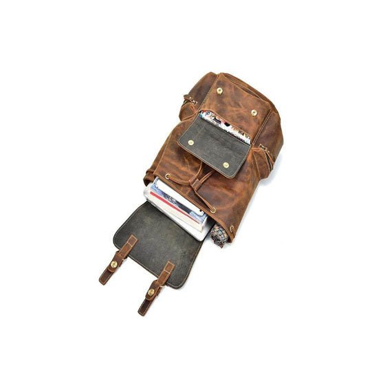 Buffalo Leather Backpack Handmade Unisex Backpack Travel Outdoor Bag - Day Trip So Cal
