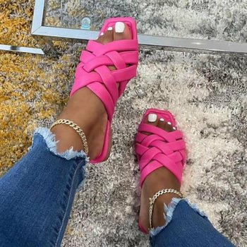 Summer Casual Outdoor Leather Flat Women Slippers Blue/Pink/Beige - Day Trip So Cal