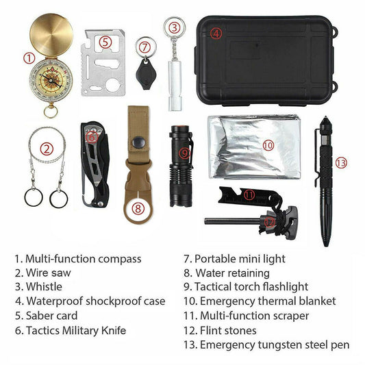 14 in 1 Outdoor Emergency Survival And Safety Gear Kit Camping - Day Trip So Cal